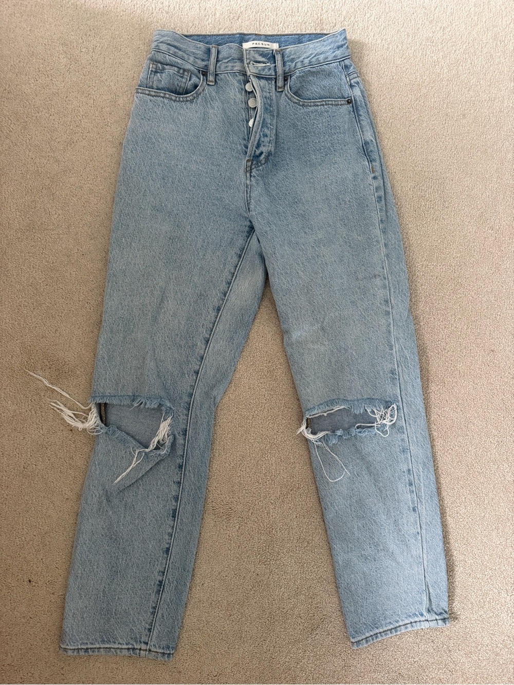 PacSun Light Blue Distressed Straight Leg Jeans